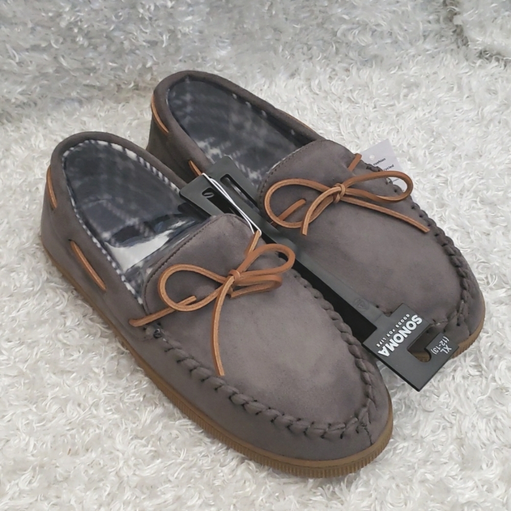 Men's Comfy Indoor and Outdoor Warm slippers Slip On shoes Gray and Gray Plaid